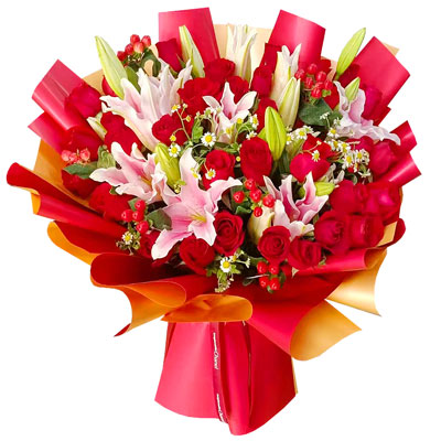新乡33朵红玫瑰百合，心灵的火花