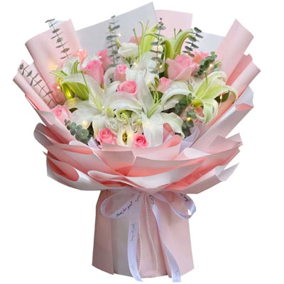 新乡16朵粉玫瑰百合，感情稳定坚固